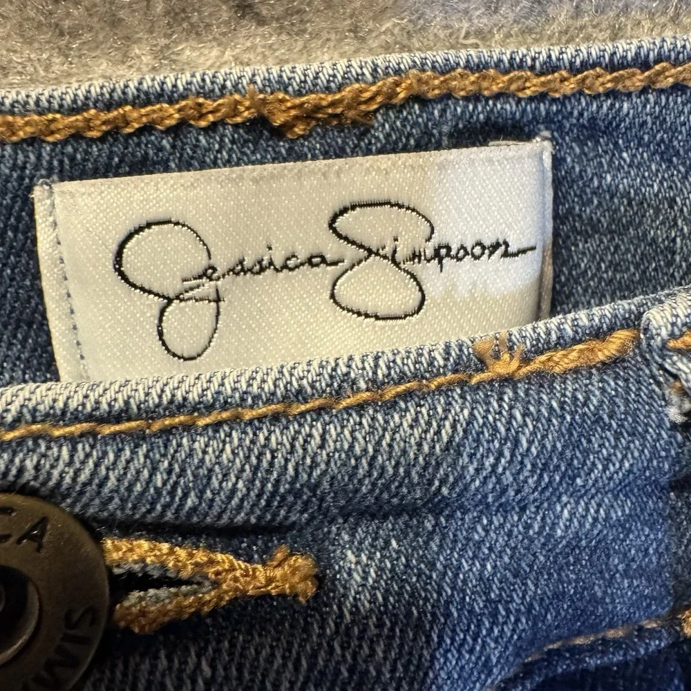 Jessica Simpson Denim Cut Off Shorts Size 6 Frayed Hem Side Slits High Wasted